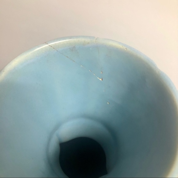 Vintage Blue Weller Pottery Vase Floral with Chip - Picture 3 of 7